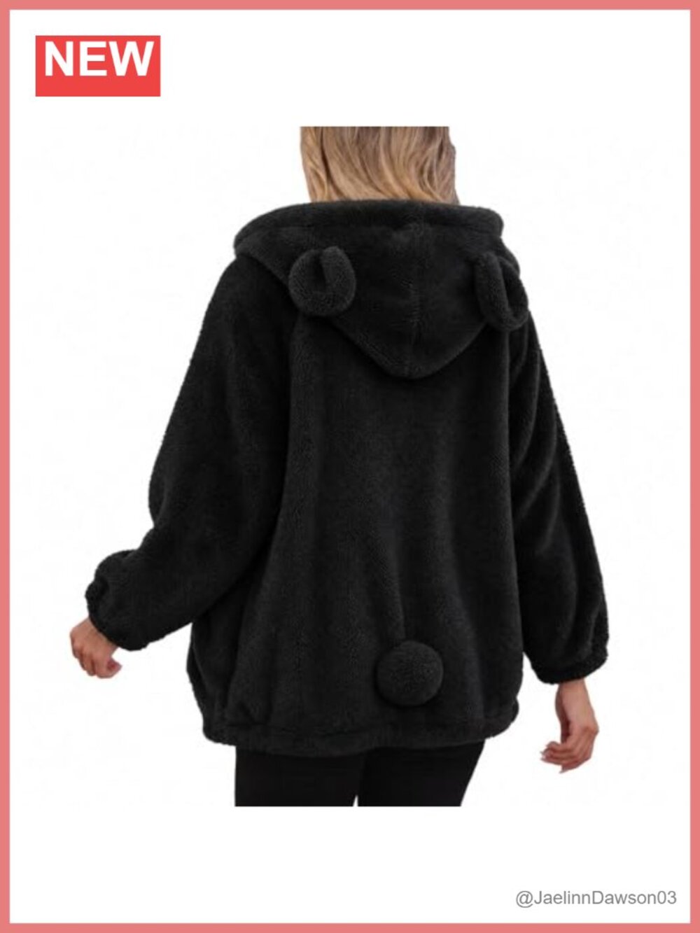 Faux Sherpa Hoodie Womens Oversized 3D Animal Ears Tail Pullover Sweater